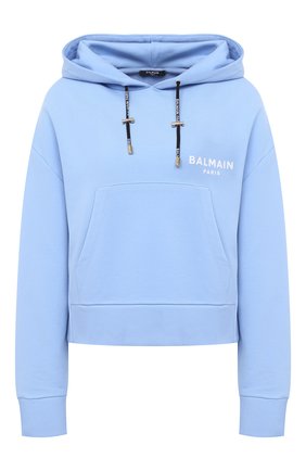 Женская хлопковое худи BALMAIN голубого цвета по цене 48950 руб., арт. UF13792/I383 | Фото 1 Женская хлопковое худи BALMAIN голубого цвета, арт. UF13792/I383 | Фото 1