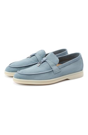 Женские замшевые лоферы summer charms walk LORO PIANA голубого цвета по цене 56300 руб., арт. FAE5444 | Фото 1 Женские замшевые лоферы summer charms walk LORO PIANA голубого цвета, арт. FAE5444 | Фото 1