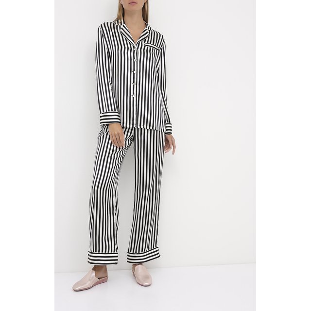 Шелковая пижама в контрастную полоску Olivia Von Halle