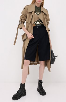 Женская хлопковая футболка LOEWE хаки цвета по цене 28800 руб., арт. S359333XBP | Фото 2 Женская хлопковая футболка LOEWE хаки цвета, арт. S359333XBP | Фото 2