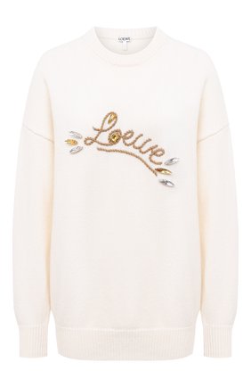 Женская шерстяной свитер LOEWE белого цвета по цене 59950 руб., арт. S359333XBG | Фото 1 Женская шерстяной свитер LOEWE белого цвета, арт. S359333XBG | Фото 1