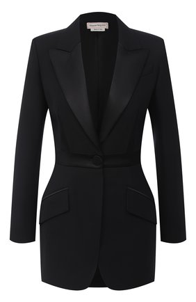 Женский жакет из шерсти и шелка ALEXANDER MCQUEEN черного цвета по цене 230500 руб., арт. 627518/QJAAA | Фото 1 Женский жакет из шерсти и шелка ALEXANDER MCQUEEN черного цвета, арт. 627518/QJAAA | Фото 1