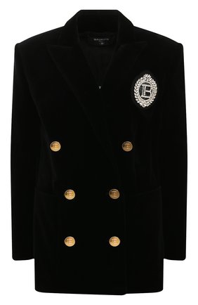 Женский хлопковый жакет BALMAIN черного цвета по цене 212500 руб., арт. UF17318/C248 | Фото 1 Женский хлопковый жакет BALMAIN черного цвета, арт. UF17318/C248 | Фото 1
