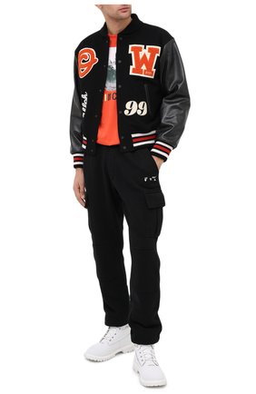Мужской комбинированный бомбер OFF-WHITE черного цвета по цене 159500 руб., арт. 0MJA041E20LEA0011020 | Фото 2 Мужской комбинированный бомбер OFF-WHITE черного цвета, арт. 0MJA041E20LEA0011020 | Фото 2