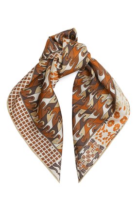 Женский шелковый платок foulard regina LORO PIANA коричневого цвета по цене 32100 руб., арт. FAL2928 | Фото 1 Женский шелковый платок foulard regina LORO PIANA коричневого цвета, арт. FAL2928 | Фото 1
