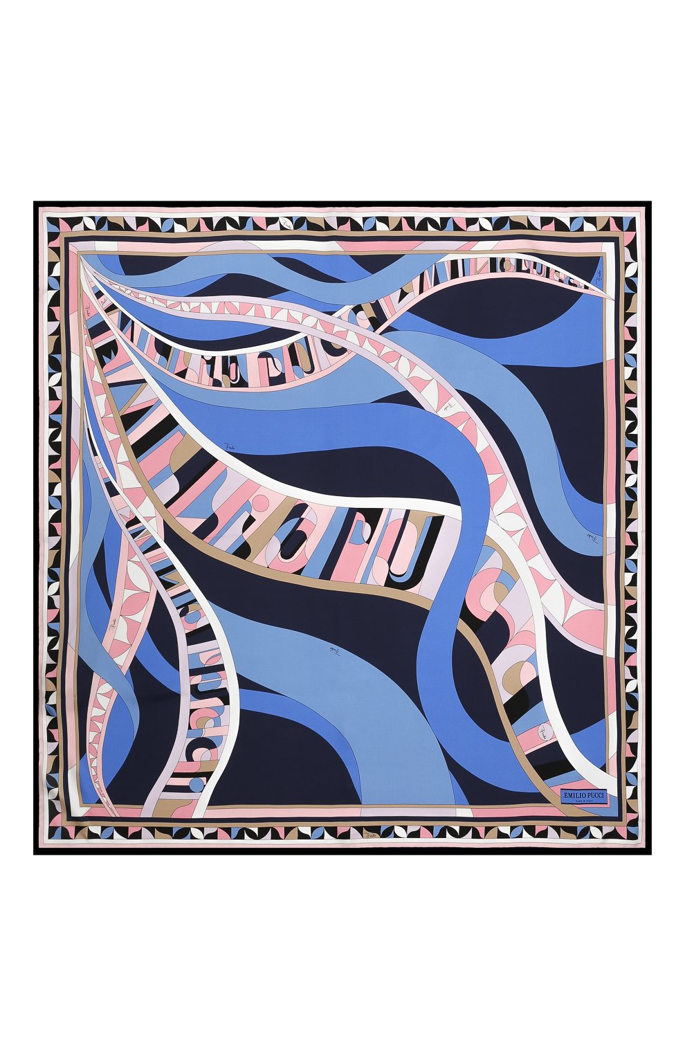Женский шелковый платок EMILIO PUCCI синего цвета по цене 28350 руб., арт. 0RGB32/0RS32 | Фото 3 Женский шелковый платок EMILIO PUCCI синего цвета, арт. 0RGB32/0RS32 | Фото 3