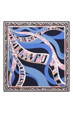 Женский шелковый платок EMILIO PUCCI синего цвета по цене 28350 руб., арт. 0RGB32/0RS32 | Фото 3 Женский шелковый платок EMILIO PUCCI синего цвета, арт. 0RGB32/0RS32 | Фото 3