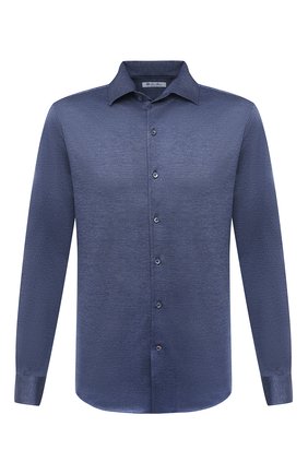 Мужская хлопковая рубашка LORO PIANA синего цвета по цене 59950 руб., арт. FAL0383 | Фото 1 Мужская хлопковая рубашка LORO PIANA синего цвета, арт. FAL0383 | Фото 1