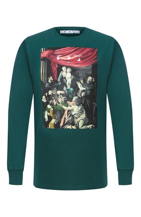 Мужская хлопковый лонгслив OFF-WHITE зеленого цвета по цене 26300 руб., арт. 0MAB001E20JER0055710 | Фото 1 Мужская хлопковый лонгслив OFF-WHITE зеленого цвета, арт. 0MAB001E20JER0055710 | Фото 1 (Материал внешний: Хлопок; Рукава: Длинные; Длина (для топов): Стандартные)