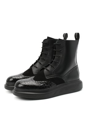 Мужские кожаные ботинки ALEXANDER MCQUEEN черного цвета по цене 47200 руб., арт. 625187/WHX5E | Фото 1 Мужские кожаные ботинки ALEXANDER MCQUEEN черного цвета, арт. 625187/WHX5E | Фото 1