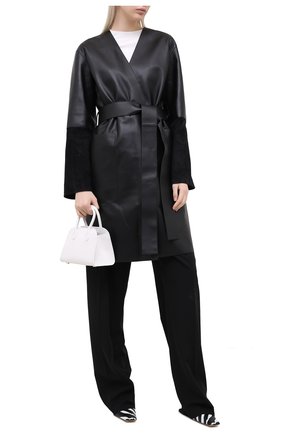 Женское кожаное пальто LOEWE черного цвета по цене 321000 руб., арт. S359336XBS | Фото 2 Женское кожаное пальто LOEWE черного цвета, арт. S359336XBS | Фото 2