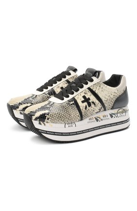 Женские кожаные кроссовки beth PREMIATA бежевого цвета по цене 21100 руб., арт. BETH/VAR4116 | Фото 1 Женские кожаные кроссовки beth PREMIATA бежевого цвета, арт. BETH/VAR4116 | Фото 1