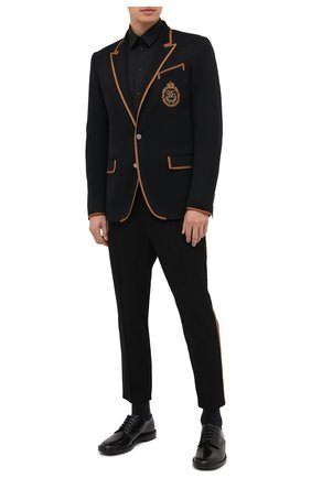 Мужской шерстяной пиджак DOLCE & GABBANA черного цвета по цене 254500 руб., арт. I2NF3Z/HU7DW | Фото 2 Мужской шерстяной пиджак DOLCE & GABBANA черного цвета, арт. I2NF3Z/HU7DW | Фото 2 (Длина (для топов): Стандартные; Рукава: Длинные; Материал внешний: Шерсть; Материал подклада: Шелк; 1-2-бортные: Однобортные; Пиджаки М: Прямой; Стили: Классический; Случай: Коктейльный)