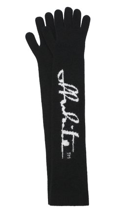 Женские шерстяные перчатки OFF-WHITE черного цвета по цене 25250 руб., арт. 0WNE018E20KNI0011001 | Фото 1 Женские шерстяные перчатки OFF-WHITE черного цвета, арт. 0WNE018E20KNI0011001 | Фото 1