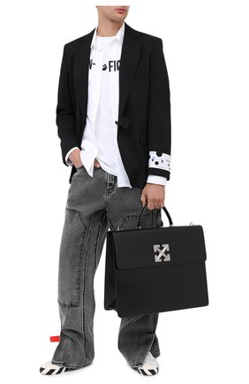 Мужская кожаная сумка OFF-WHITE черного цвета по цене 189000 руб., арт. 0MNA105E20LEA0011000 | Фото 2 Мужская кожаная сумка OFF-WHITE черного цвета, арт. 0MNA105E20LEA0011000 | Фото 2