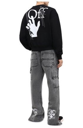 Мужской хлопковый свитшот OFF-WHITE черного цвета по цене 38100 руб., арт. 0MBA035E20FLE0011001 | Фото 2 Мужской хлопковый свитшот OFF-WHITE черного цвета, арт. 0MBA035E20FLE0011001 | Фото 2