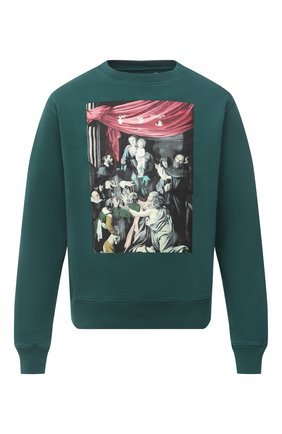 Мужской хлопковый свитшот OFF-WHITE зеленого цвета по цене 39950 руб., арт. 0MBA025E20FLE0045710 | Фото 1 Мужской хлопковый свитшот OFF-WHITE зеленого цвета, арт. 0MBA025E20FLE0045710 | Фото 1