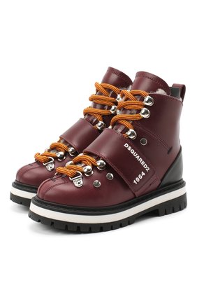 Детские кожаные ботинки DSQUARED2 бордового цвета по цене 36100 руб., арт. 65200/RUNNER/18-27 | Фото 1 Детские кожаные ботинки DSQUARED2 бордового цвета, арт. 65200/RUNNER/18-27 | Фото 1 (Материал утеплителя: Натуральный мех; Материал внешний: Кожа; Региональные ограничения белый список (Axapta Mercury): RU; Длина стельки: 18,2; толщина подошвы: 2,3; ширина носка стельки: 6,4)
