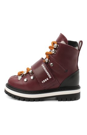 Детские кожаные ботинки DSQUARED2 бордового цвета по цене 36100 руб., арт. 65200/RUNNER/18-27 | Фото 2 Детские кожаные ботинки DSQUARED2 бордового цвета, арт. 65200/RUNNER/18-27 | Фото 2 (Материал утеплителя: Натуральный мех; Материал внешний: Кожа; Региональные ограничения белый список (Axapta Mercury): RU; Длина стельки: 18,2; толщина подошвы: 2,3; ширина носка стельки: 6,4)