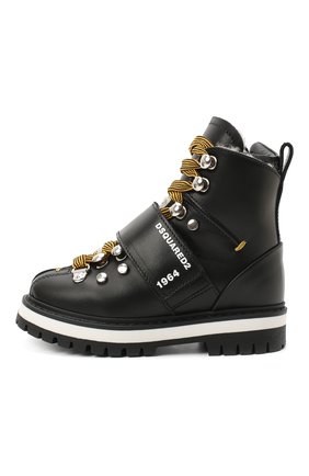 Детские кожаные ботинки DSQUARED2 черного цвета по цене 23750 руб., арт. 65200/RUNNER/18-27 | Фото 2 Детские кожаные ботинки DSQUARED2 черного цвета, арт. 65200/RUNNER/18-27 | Фото 2