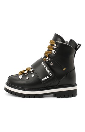 Детские кожаные ботинки DSQUARED2 черного цвета по цене 26450 руб., арт. 65200/RUNNER/28-35 | Фото 2 Детские кожаные ботинки DSQUARED2 черного цвета, арт. 65200/RUNNER/28-35 | Фото 2