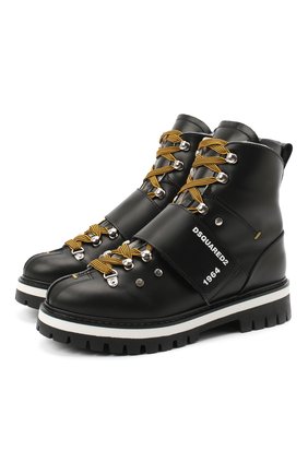 Детские кожаные ботинки DSQUARED2 черного цвета по цене 29150 руб., арт. 65200/RUNNER/36-41 | Фото 1 Детские кожаные ботинки DSQUARED2 черного цвета, арт. 65200/RUNNER/36-41 | Фото 1