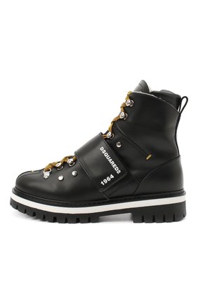 Детские кожаные ботинки DSQUARED2 черного цвета по цене 29150 руб., арт. 65200/RUNNER/36-41 | Фото 2 Детские кожаные ботинки DSQUARED2 черного цвета, арт. 65200/RUNNER/36-41 | Фото 2