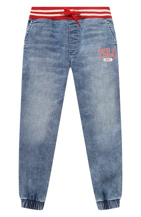 Детские джинсовые джоггеры POLO RALPH LAUREN синего цвета по цене 5415 руб., арт. 322784324 | Фото 1 Детские джинсовые джоггеры POLO RALPH LAUREN синего цвета, арт. 322784324 | Фото 1