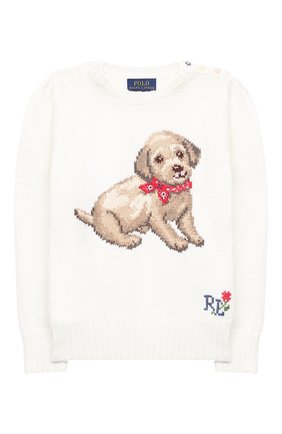 Детский хлопковый пуловер POLO RALPH LAUREN белого цвета по цене 10600 руб., арт. 312787279 | Фото 1 Детский хлопковый пуловер POLO RALPH LAUREN белого цвета, арт. 312787279 | Фото 1