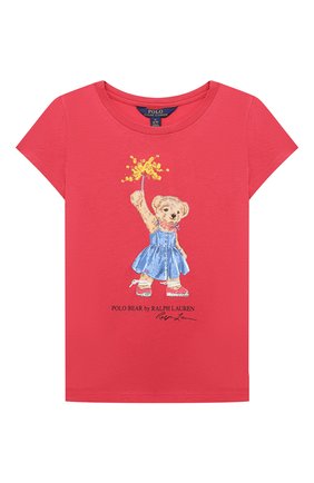 Детская хлопковая футболка POLO RALPH LAUREN красного цвета, арт. 311790444 | Фото 1 (Рукава: Короткие; Материал внешний: Хлопок; Девочки Кросс-КТ: футболка-одежда; Региональные ограничения белый список (Axapta Mercury): RU)