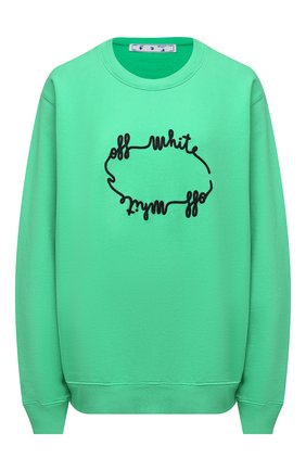 Женский хлопковый свитшот OFF-WHITE зеленого цвета по цене 54300 руб., арт. 0WBA055E20FLE0065510 | Фото 1 Женский хлопковый свитшот OFF-WHITE зеленого цвета, арт. 0WBA055E20FLE0065510 | Фото 1