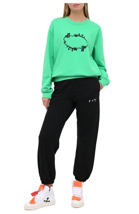 Женский хлопковый свитшот OFF-WHITE зеленого цвета по цене 54300 руб., арт. 0WBA055E20FLE0065510 | Фото 2 Женский хлопковый свитшот OFF-WHITE зеленого цвета, арт. 0WBA055E20FLE0065510 | Фото 2