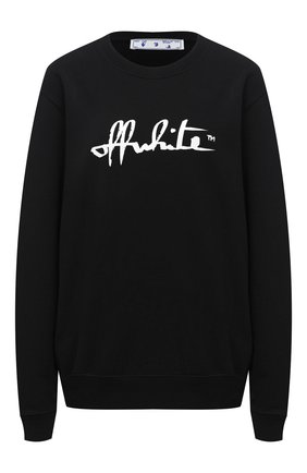 Женский хлопковый свитшот OFF-WHITE черного цвета по цене 49950 руб., арт. 0WBA055E20FLE0011001 | Фото 1 Женский хлопковый свитшот OFF-WHITE черного цвета, арт. 0WBA055E20FLE0011001 | Фото 1