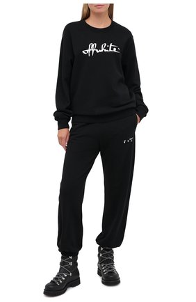 Женский хлопковый свитшот OFF-WHITE черного цвета по цене 49950 руб., арт. 0WBA055E20FLE0011001 | Фото 2 Женский хлопковый свитшот OFF-WHITE черного цвета, арт. 0WBA055E20FLE0011001 | Фото 2