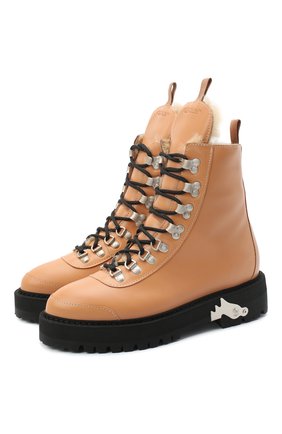 Женские кожаные ботинки OFF-WHITE светло-коричневого цвета по цене 69600 руб., арт. 0WIA045E20LEA0011810 | Фото 1 Женские кожаные ботинки OFF-WHITE светло-коричневого цвета, арт. 0WIA045E20LEA0011810 | Фото 1