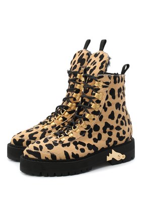 Женские кожаные ботинки OFF-WHITE леопардового цвета по цене 87500 руб., арт. 0WIA045E20LEA0026210 | Фото 1 Женские кожаные ботинки OFF-WHITE леопардового цвета, арт. 0WIA045E20LEA0026210 | Фото 1