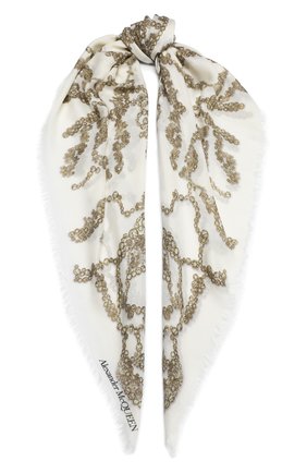Женская шерстяная шаль ALEXANDER MCQUEEN кремвого цвета по цене 28100 руб., арт. 632889/3A34Q | Фото 1 Женская шерстяная шаль ALEXANDER MCQUEEN кремвого цвета, арт. 632889/3A34Q | Фото 1