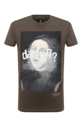 Мужская хлопковая футболка DIEGO VENTURINO хаки цвета по цене 8640 руб., арт. FW20-DV TS DFQ | Фото 1 Мужская хлопковая футболка DIEGO VENTURINO хаки цвета, арт. FW20-DV TS DFQ | Фото 1