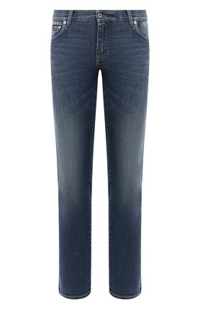 Мужские джинсы DOLCE & GABBANA синего цвета, арт. GY07LD/G8CR7 | Фото 1 (Материал внешний: Хлопок, Деним; Длина (брюки, джинсы): Стандартные; Силуэт М (брюки): Прямые; Детали: Потертости; Кросс-КТ: Деним)
