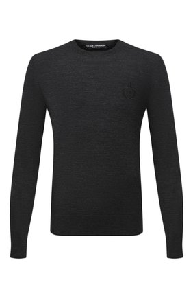 Мужской шерстяной джемпер DOLCE & GABBANA серого цвета по цене 57400 руб., арт. GXA63Z/JAVWH | Фото 1 Мужской шерстяной джемпер DOLCE & GABBANA серого цвета, арт. GXA63Z/JAVWH | Фото 1