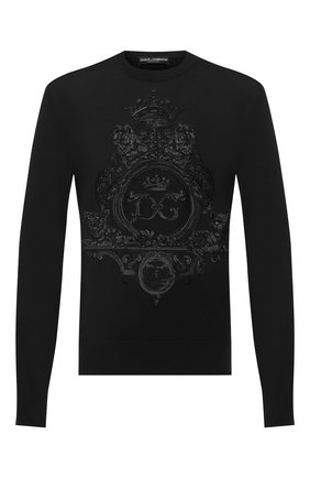 Мужской джемпер из шерсти и шелка DOLCE & GABBANA черного цвета по цене 96100 руб., арт. GXA63Z/JAM3F | Фото 1 Мужской джемпер из шерсти и шелка DOLCE & GABBANA черного цвета, арт. GXA63Z/JAM3F | Фото 1