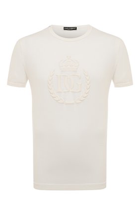 Мужская хлопковая футболка DOLCE & GABBANA белого цвета по цене 49950 руб., арт. G8JX7Z/FU7EQ | Фото 1 Мужская хлопковая футболка DOLCE & GABBANA белого цвета, арт. G8JX7Z/FU7EQ | Фото 1