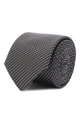 Мужской шелковый галстук BOSS черно-белого цвета, арт. 50442089 | Фото 1 (Материал: Текстиль, Шелк; Принт: С принтом)