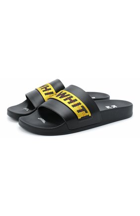 Мужские шлепанцы OFF-WHITE черного цвета по цене 15600 руб., арт. 0MIA088E20FAB0041018 | Фото 1 Мужские шлепанцы OFF-WHITE черного цвета, арт. 0MIA088E20FAB0041018 | Фото 1