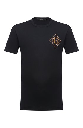 Мужская хлопковая футболка DOLCE & GABBANA темно-синего цвета по цене 28600 руб., арт. G8KBAZ/G7TWF | Фото 1 Мужская хлопковая футболка DOLCE & GABBANA темно-синего цвета, арт. G8KBAZ/G7TWF | Фото 1