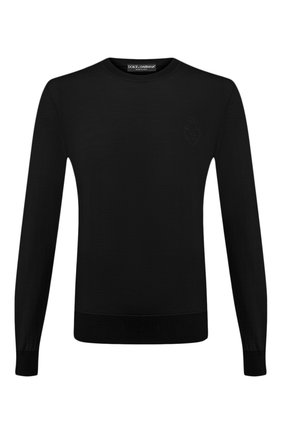 Мужской шерстяной джемпер DOLCE & GABBANA черного цвета по цене 57400 руб., арт. GXA63Z/JAVWH | Фото 1 Мужской шерстяной джемпер DOLCE & GABBANA черного цвета, арт. GXA63Z/JAVWH | Фото 1