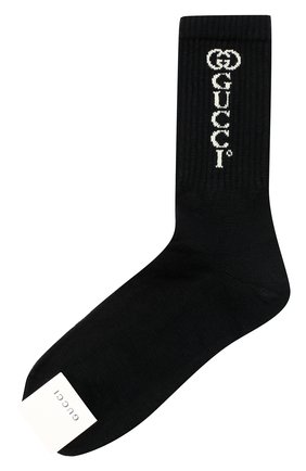 Мужские хлопковые носки GUCCI черного цвета, арт. 626289/4G157 | Фото 1 (Материал внешний: Хлопок; Кросс-КТ: бельё; Региональные ограничения белый список (Axapta Mercury): RU)