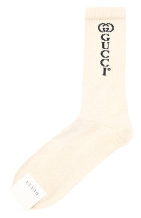 Мужские хлопковые носки GUCCI кремвого цвета, арт. 626289/4G157 | Фото 1 (Материал внешний: Хлопок; Кросс-КТ: бельё; Региональные ограничения белый список (Axapta Mercury): RU)
