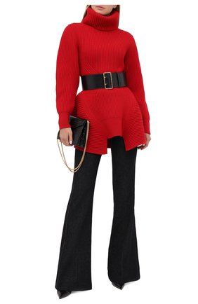 Женский шерстяной свитер ALEXANDER MCQUEEN красного цвета по цене 104000 руб., арт. 633688/Q1AQ1 | Фото 2 Женский шерстяной свитер ALEXANDER MCQUEEN красного цвета, арт. 633688/Q1AQ1 | Фото 2