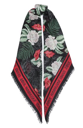 Женская шаль big hawaian GUCCI черного цвета по цене 28900 руб., арт. 631433/3G856 | Фото 1 Женская шаль big hawaian GUCCI черного цвета, арт. 631433/3G856 | Фото 1